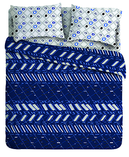 Juego de Sábanas Oro Colección Matisse Diseño Empapelado Azul