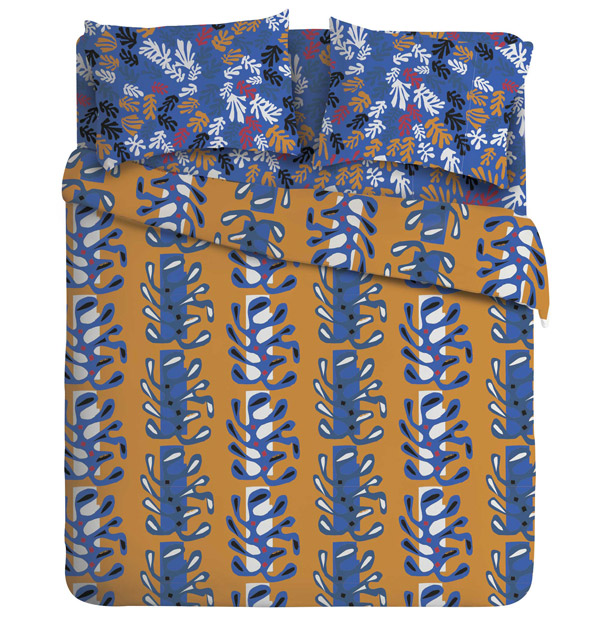 Juego de sábanas Oro colección Matisse diseño Algas Azul